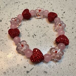 Elegant Red and Pink Heart Bracelet